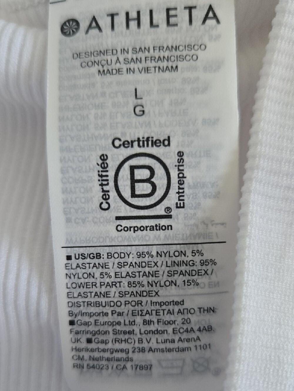 NWT Athleta Aurora White Ribbed Racer Back Square-Neck Cropped Camisole Size L - Picture 8 of 9